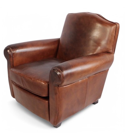 Fauteuil club cuir brun style rétro "Grandfather" Fauteuil club cuir brun style rétro "Grandfather"