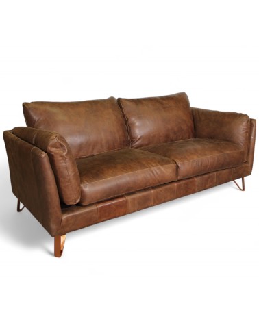 Canapé en cuir marron style design "Curtis"