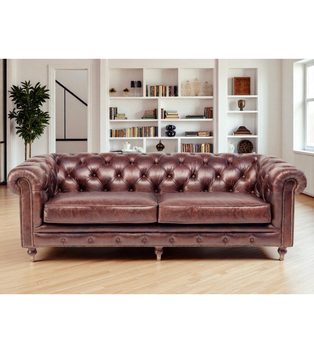 Canapé Chesterfield Cuir vintage marron "Clyde" Canapé Chesterfield Cuir vintage marron "Clyde"