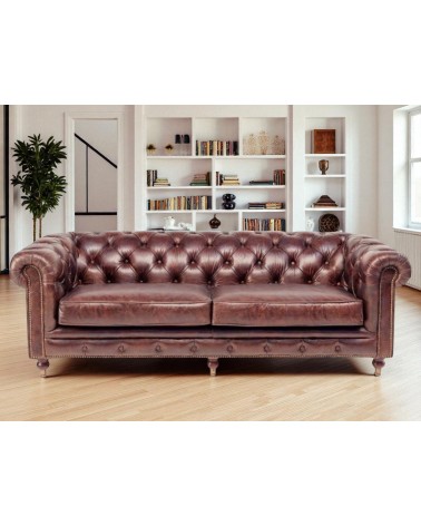 Canapé Chesterfield Cuir vintage marron "Clyde"