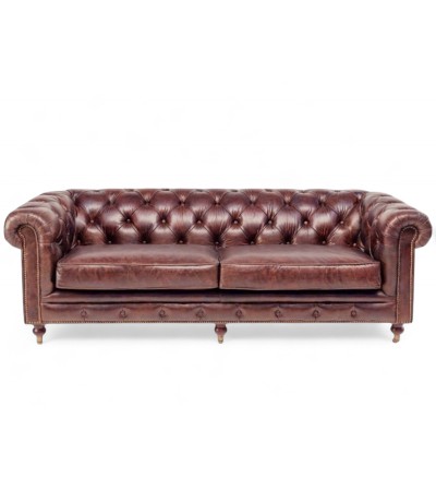 Canapé Chesterfield Cuir vintage marron "Clyde" Canapé Chesterfield Cuir vintage marron "Clyde"
