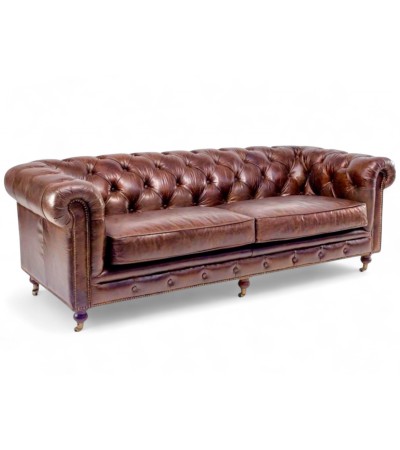 Canapé Chesterfield Cuir vintage marron "Clyde" Canapé Chesterfield Cuir vintage marron "Clyde"