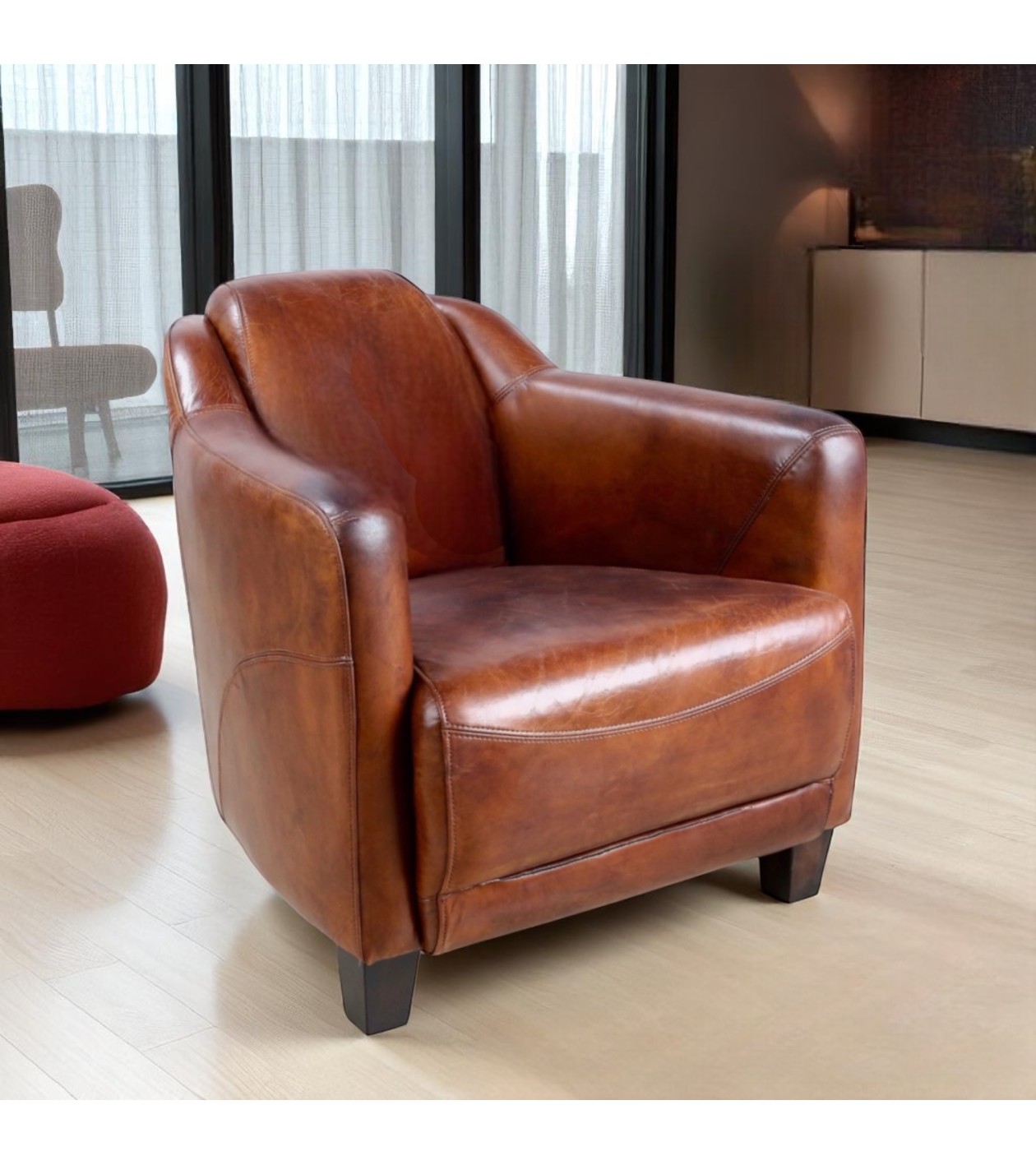 Clubsessel Vintage braunes Leder "Adam"