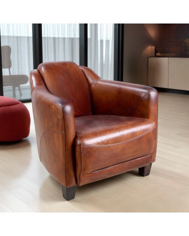 Clubsessel Vintage braunes Leder "Adam"