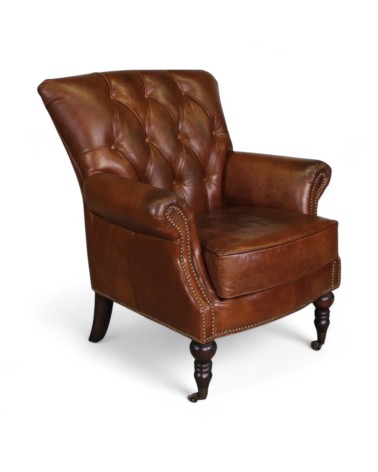 Fauteuil Cuir Vintage Marron "Winston"