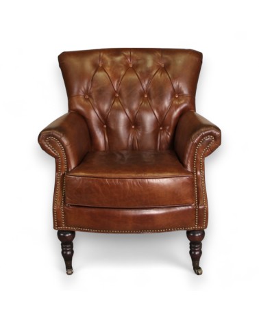 Fauteuil Cuir Vintage Marron "Winston"