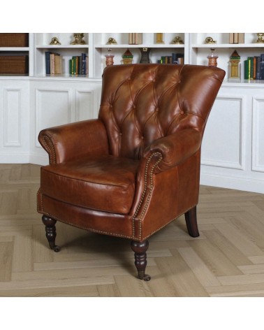 Fauteuil Cuir Vintage Marron "Winston"