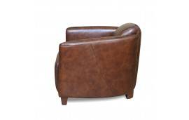 Fauteuil Club Cuir Vintage Marron "Jerry"