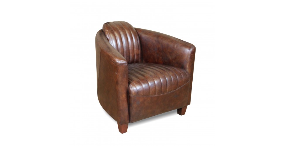 Fauteuil Club Cuir Vintage Marron "Jerry"