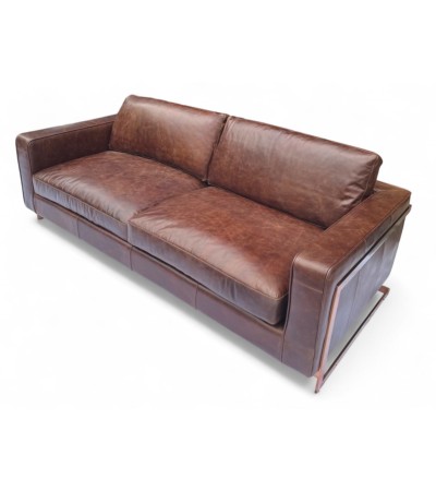 Canapé cuir marron et métal design "York"