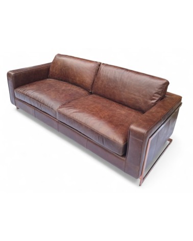 Canapé cuir marron et métal design "York"