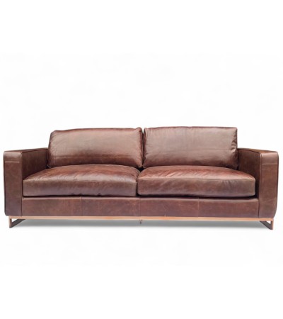 Canapé cuir marron et métal design "York"