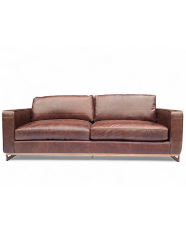 Canapé cuir marron et métal design "York"