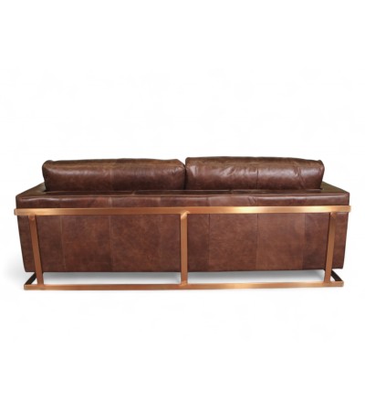 Canapé cuir marron et métal design "York"