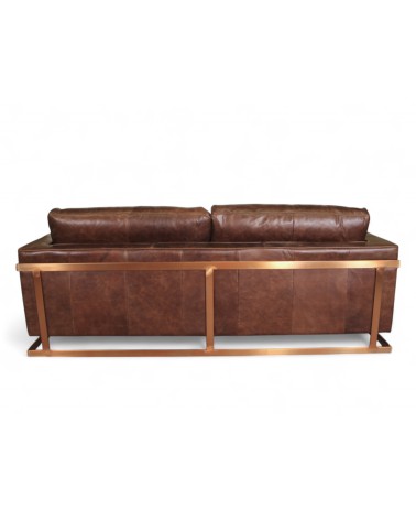 Canapé cuir marron et métal design "York"