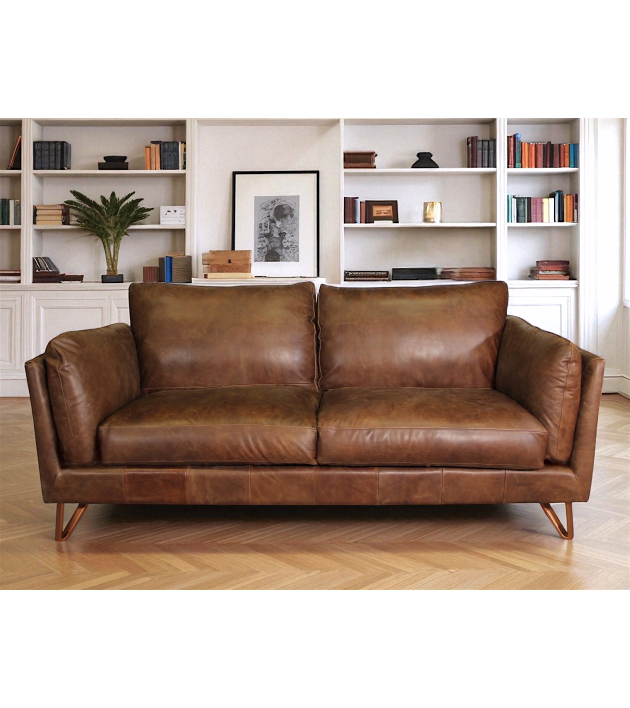 Braunes Ledersofa Design-Stil "Curtis"