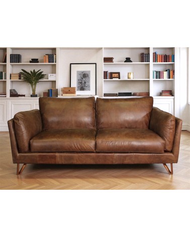 Canapé en cuir marron style design "Curtis"