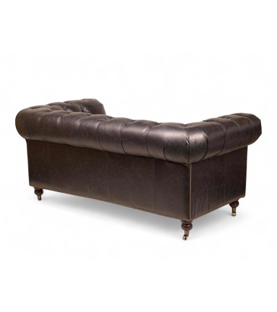Canapé Chesterfield cuir vintage noir 2 places "Lancelot"