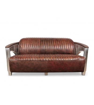 Canapé Aviateur cuir couleur marron "Byrd" Canapé Aviateur cuir couleur marron "Byrd"