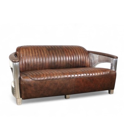 Canapé Aviateur cuir couleur marron "Byrd" Canapé Aviateur cuir couleur marron "Byrd"