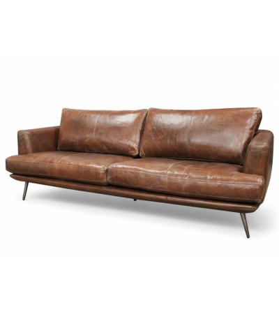 Sofa braun Vintage Leder 3 Sitze "Théodore" Sofa braun Vintage Leder 3 Sitze "Théodore"