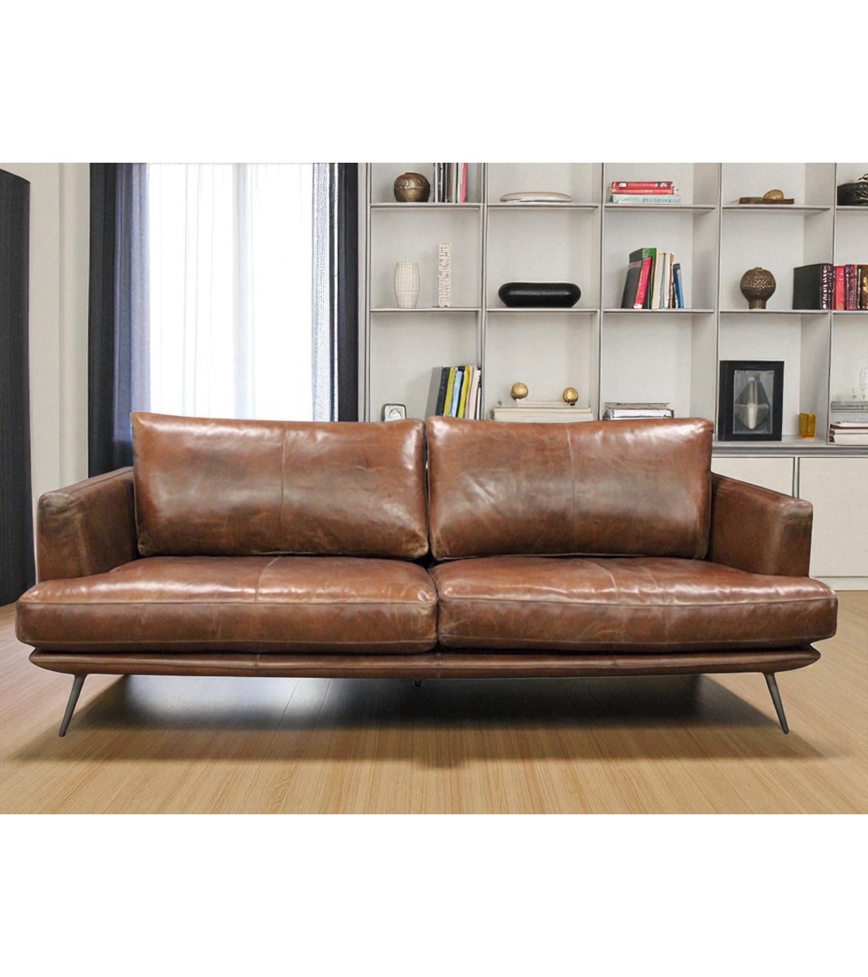 Sofa braun Vintage Leder 3 Sitze "Théodore" Sofa braun Vintage Leder 3 Sitze "Théodore"
