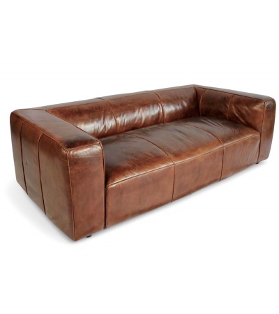 3-Sitzer Sofa aus patiniertem braunem Leder - Modell Bryce