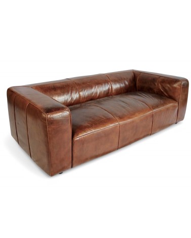 3-Sitzer-Sofa, tief, aus patiniertem braunem Leder "Bryce"