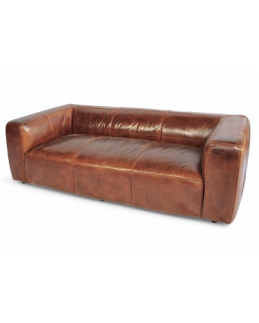 3-Sitzer Sofa aus patiniertem braunem Leder - Modell Bryce