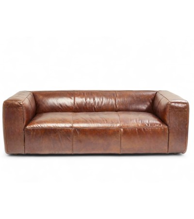 3-Sitzer Sofa aus patiniertem braunem Leder - Modell Bryce