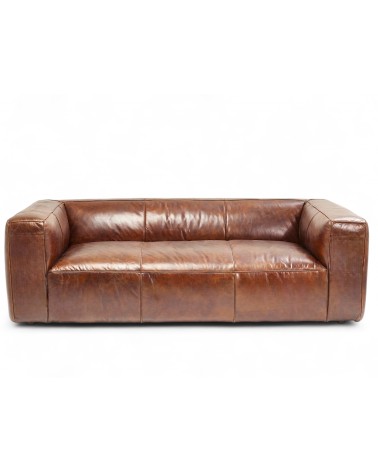3-Sitzer Sofa aus patiniertem braunem Leder - Modell Bryce
