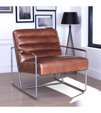 Designer-Sessel aus Leder und Metall "Vince"