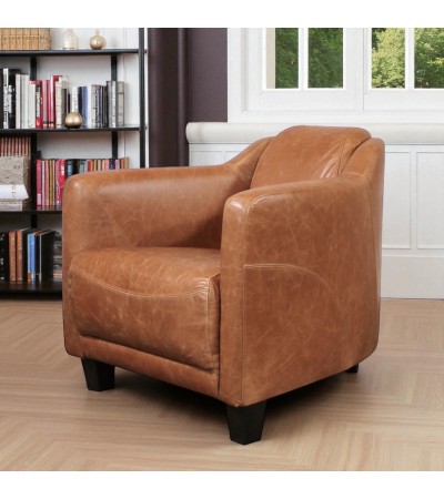 Sessel Club Leder Vintage Farbe "Vienna Brown", "Adam"