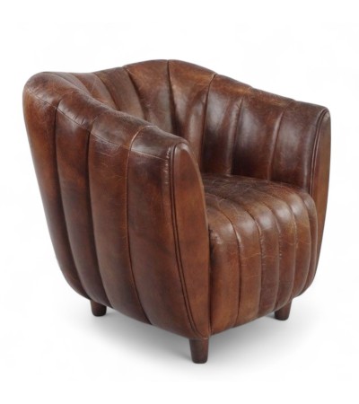 Fauteuil Club cuir Vintage marron "Enola"