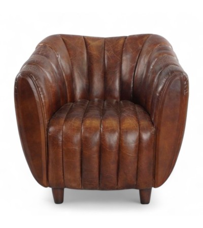 Fauteuil Club cuir Vintage marron "Enola"
