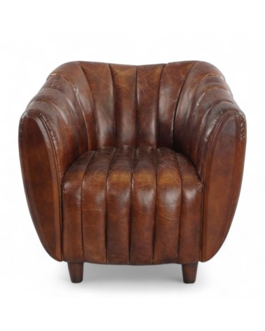 Fauteuil Club cuir Vintage marron "Enola"