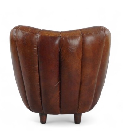 Fauteuil Club cuir Vintage marron "Enola"