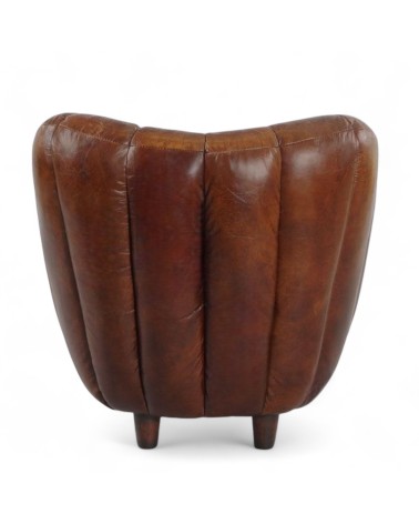 Fauteuil Club cuir Vintage marron "Enola"