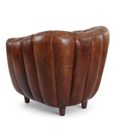 Fauteuil Club cuir Vintage marron "Enola"