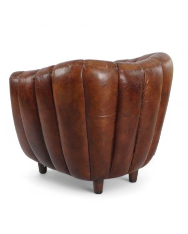 Fauteuil Club cuir Vintage marron "Enola"