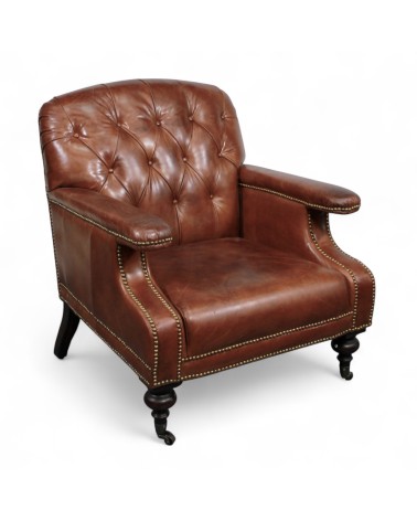 Gepolsterter braun patinierter Ledersessel "Ethan"