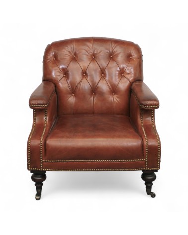 Gepolsterter braun patinierter Ledersessel "Ethan"