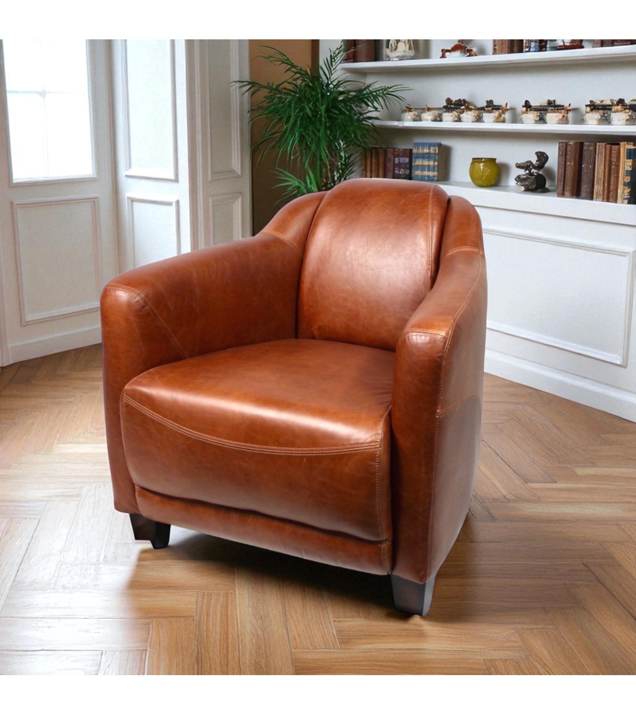 Club Sessel Vintage hellbraunes Leder - Kollektion Adam