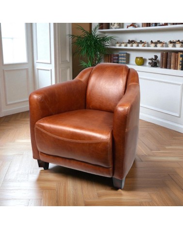 Club Sessel Vintage hellbraunes Leder - Kollektion Adam