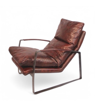 Sessel braun und Metall Vintage Leder "Archie"