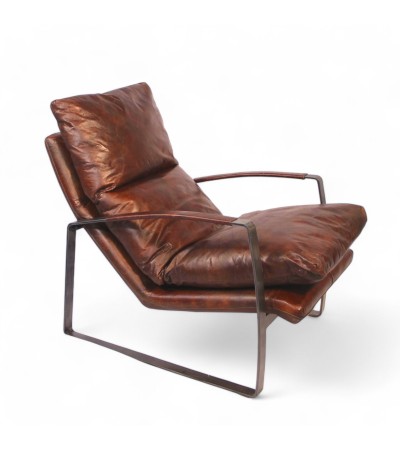 Sessel braun und Metall Vintage Leder "Archie"