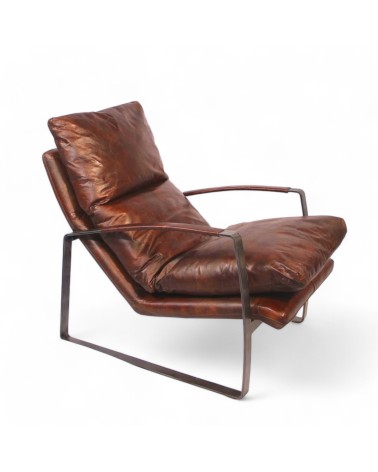 Sessel braun und Metall Vintage Leder "Archie"