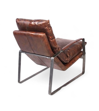 Sessel braun und Metall Vintage Leder "Archie"