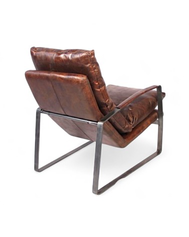 Sessel braun und Metall Vintage Leder "Archie"