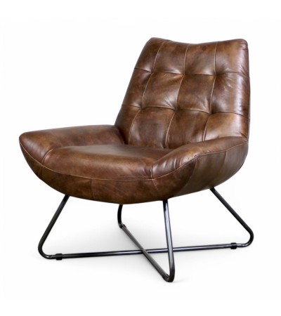 Fauteuil Cuir Vintage marron "Eddy"